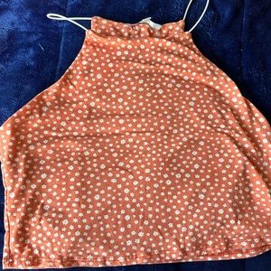 Orange floral cropped tank